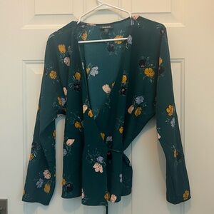 True wrap green floral blouse